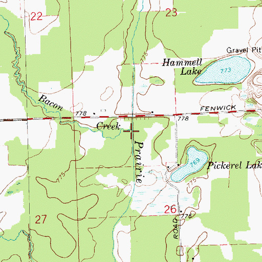 Topographic Map of Bacon Creek, MI