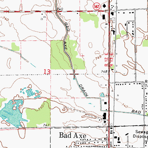 Topographic Map of Bad Axe Drain, MI