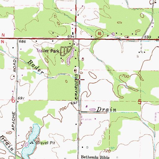 Topographic Map of Bader Drain, MI
