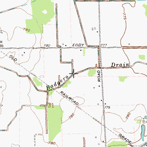 Topographic Map of Badgero Drain, MI