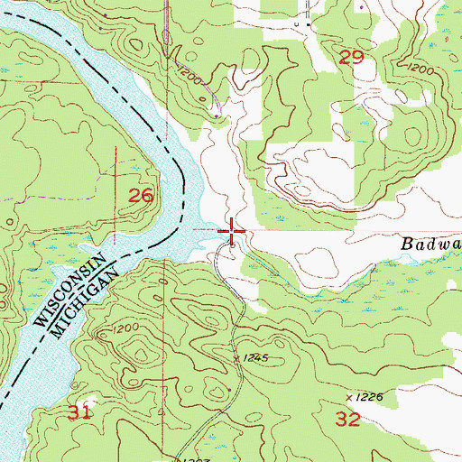 Topographic Map of Badwater Creek, MI