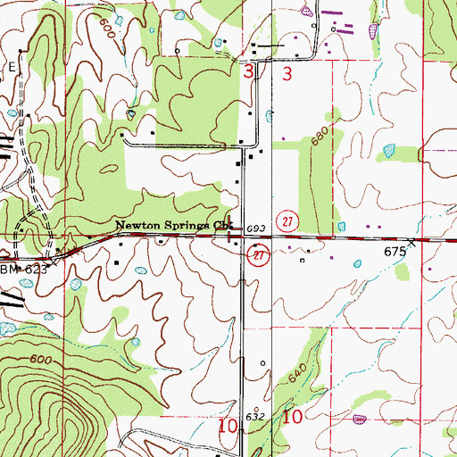 Topographic Map of Newton School (historical), AR