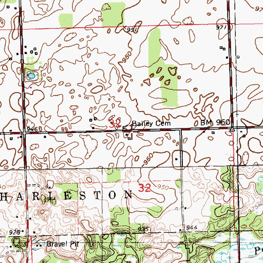 Topographic Map of Bailey Cemetery, MI