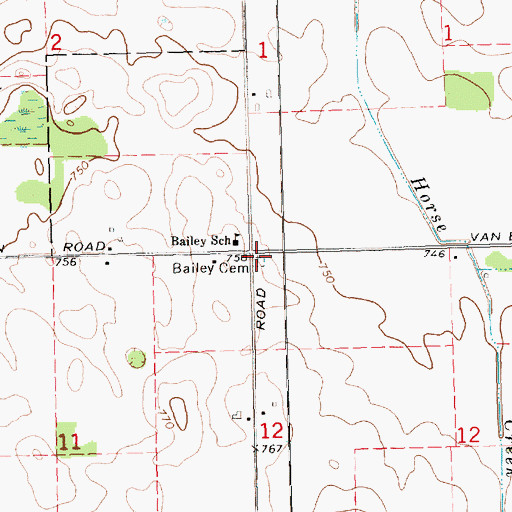 Topographic Map of Bailey Cemetery, MI