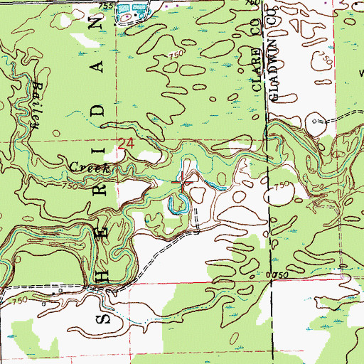 Topographic Map of Bailey Creek, MI