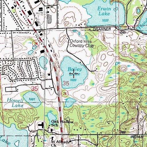 Topographic Map of Bailey Lake, MI