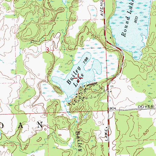 Topographic Map of Bailey Lake, MI