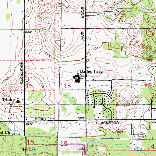 Topographic Map of Bailey Lake School, MI