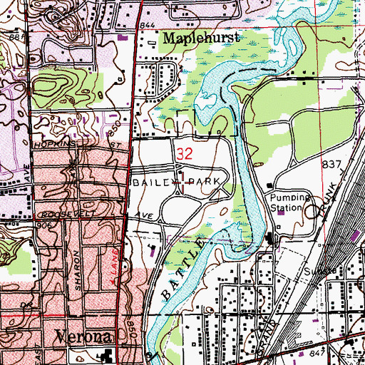 Topographic Map of Bailey Park, MI