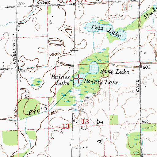 Topographic Map of Baines Lake, MI