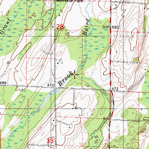 Topographic Map of Baird Creek, MI