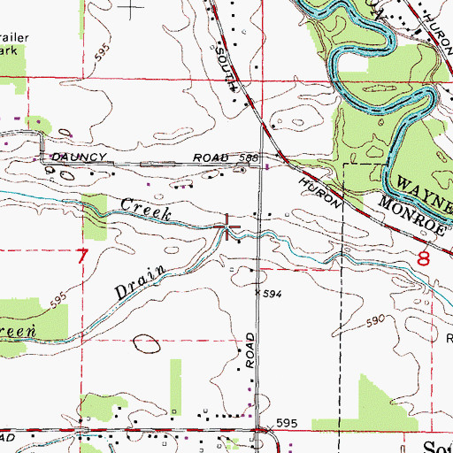 Topographic Map of Baker and Green Drain, MI