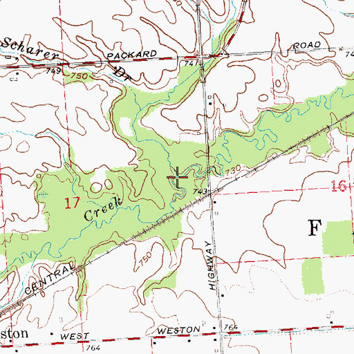 Topographic Map of Baker and May Drain, MI