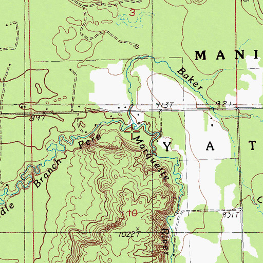 Topographic Map of Baker Creek, MI