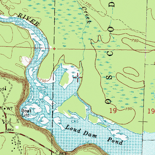 Topographic Map of Baker Creek, MI