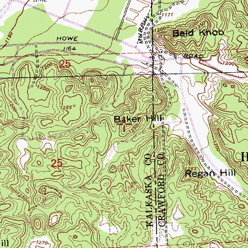 Topographic Map of Baker Hill, MI