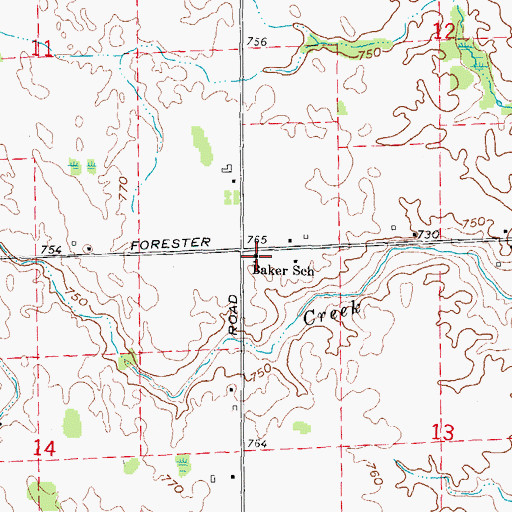 Topographic Map of Baker School, MI
