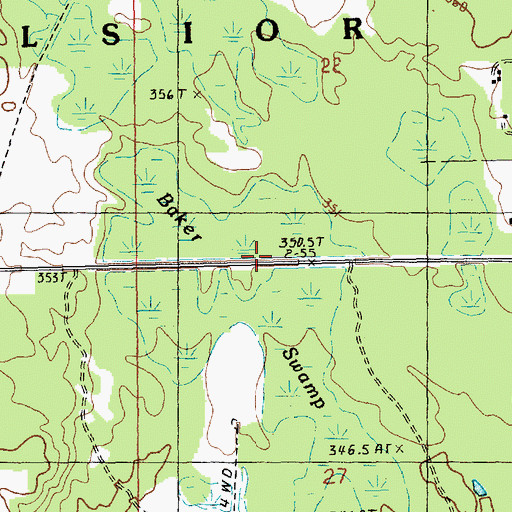 Topographic Map of Baker Swamp, MI