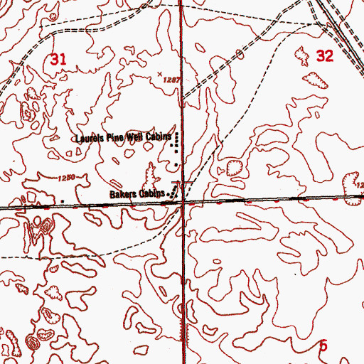 Topographic Map of Bakers Cabins, MI