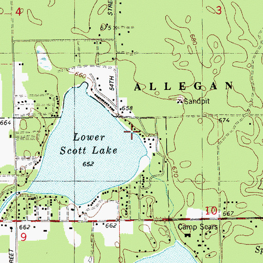 Topographic Map of Bakersville, MI