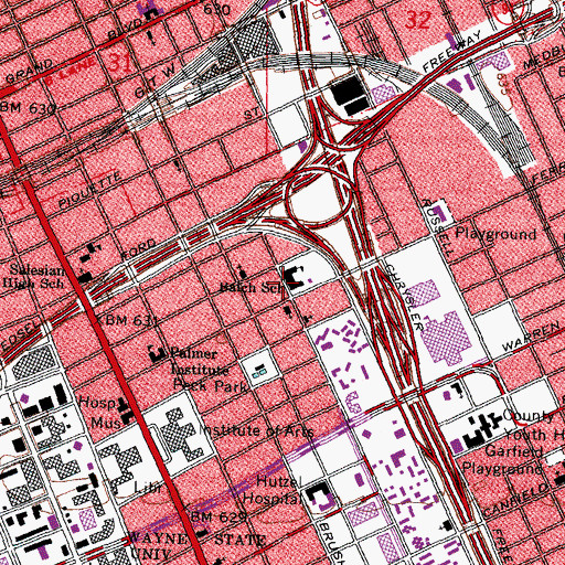 Topographic Map of Balch School, MI