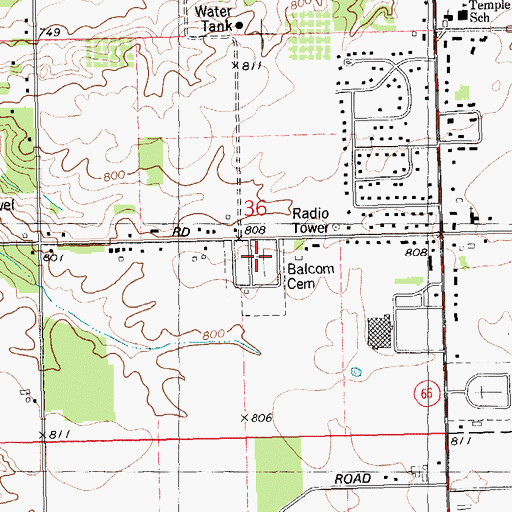 Topographic Map of Balcom Cemetery, MI