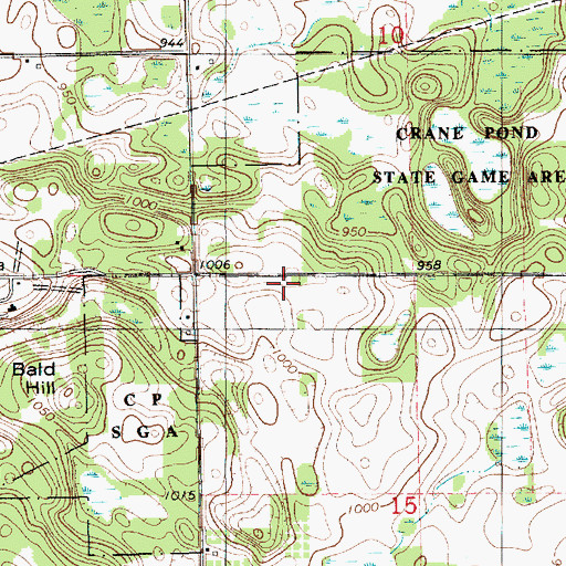 Topographic Map of Bald Hill School, MI