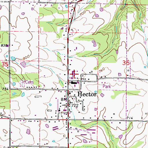 Topographic Map of Hector High School, AR
