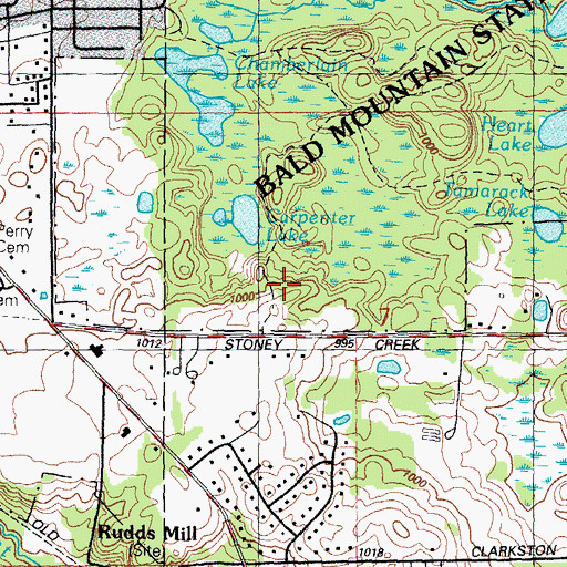 Topographic Map of Bald Mountain State Recreation Area, MI