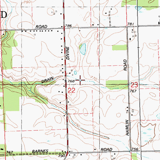 Topographic Map of Balderson Drain, MI