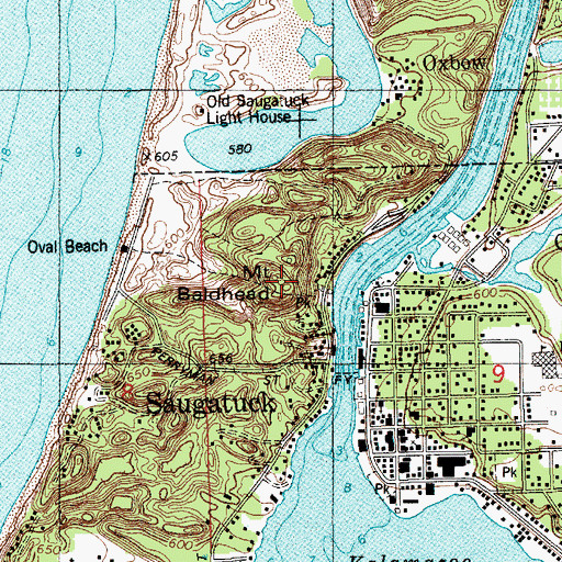 Topographic Map of Mount Baldhead, MI
