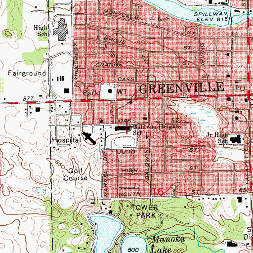 Topographic Map of Baldwin Heights School, MI
