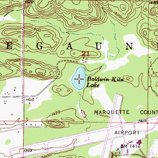 Topographic Map of Baldwin Kiln Lake, MI