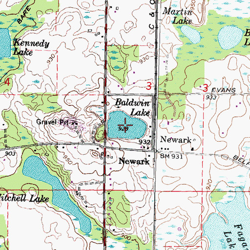 Topographic Map of Baldwin Lake, MI