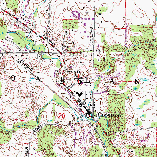 Topographic Map of Baldwin School, MI