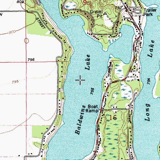 Topographic Map of Baldwins Lake, MI