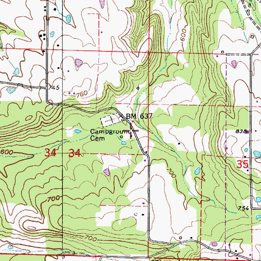 Topographic Map of Campground School (historical), AR