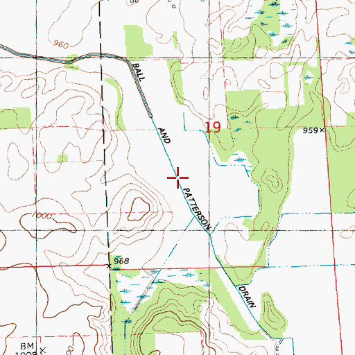 Topographic Map of Ball and Patterson Drain, MI