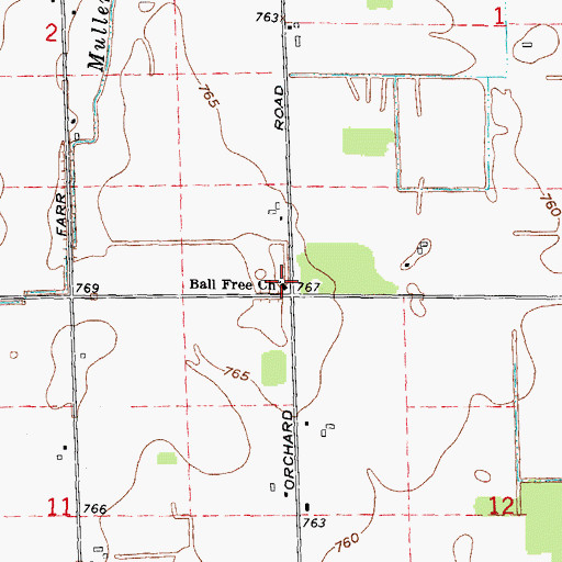 Topographic Map of Ball Free Church, MI