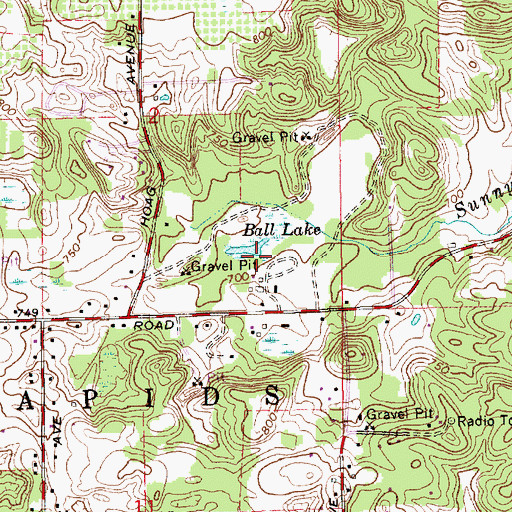 Topographic Map of Ball Lake, MI