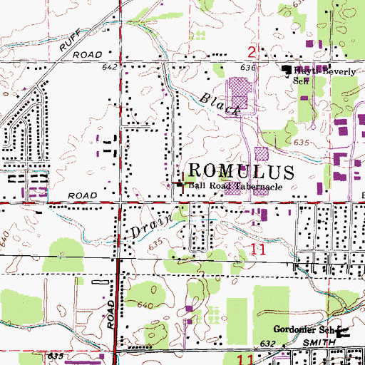 Topographic Map of Ball Road Tabernacle, MI