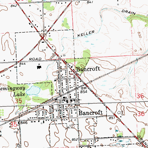 Topographic Map of Bancroft, MI