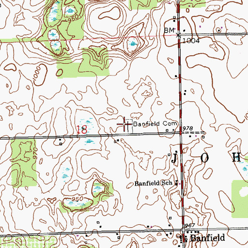 Topographic Map of Banfield Cemetery, MI