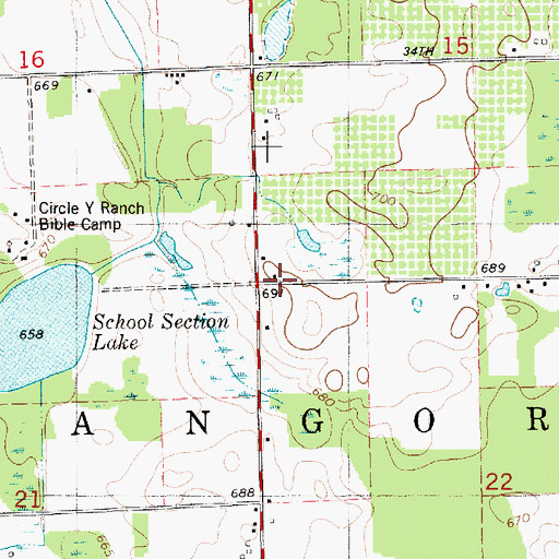 Topographic Map of Bangor Center School, MI