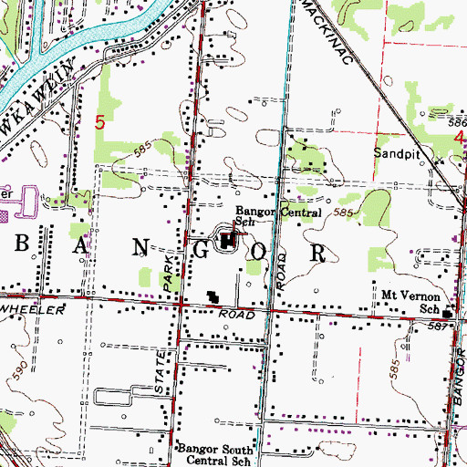 Topographic Map of Bangor Central School, MI