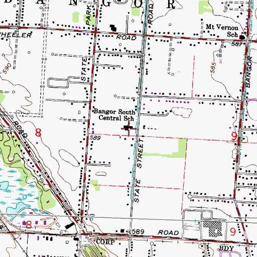 Topographic Map of Bangor South Central School, MI