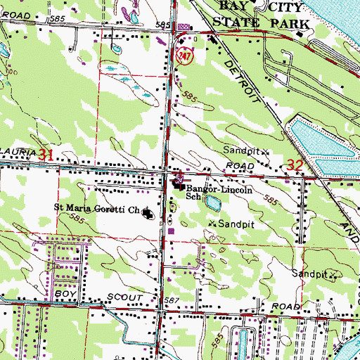 Topographic Map of Bangor-Lincoln School, MI