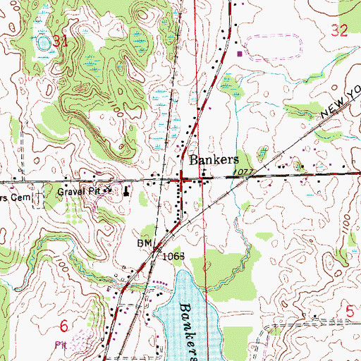 Topographic Map of Bankers, MI
