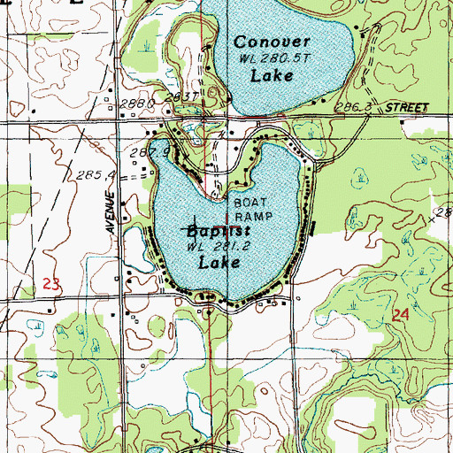Topographic Map of Baptist Lake, MI