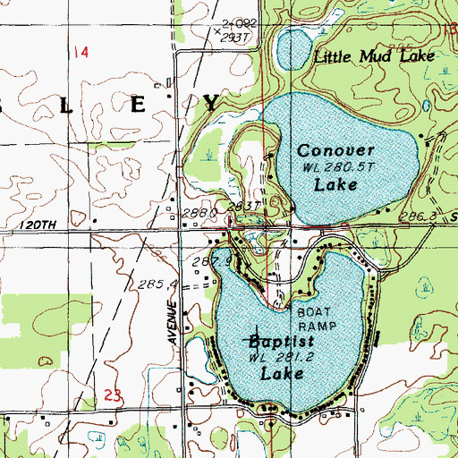 Topographic Map of Baptist Lake School, MI
